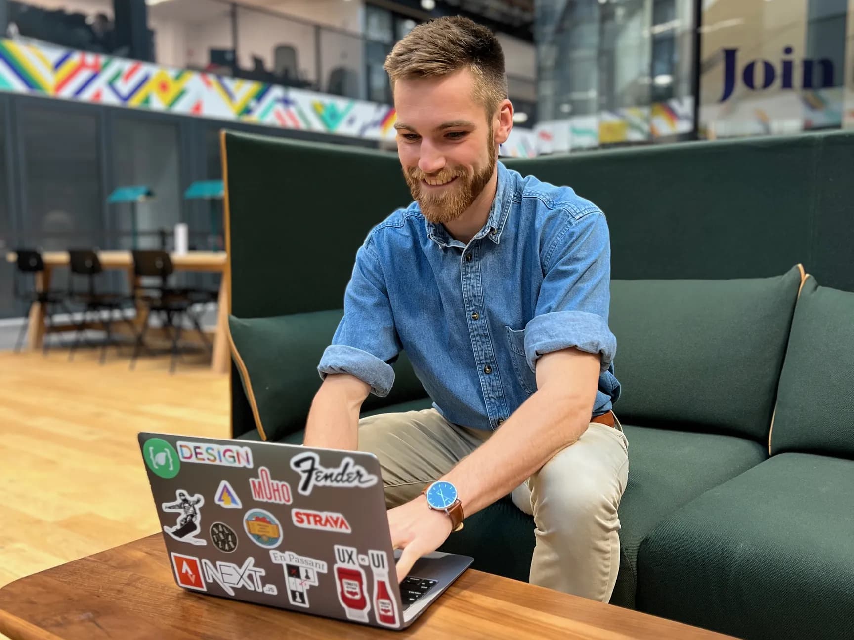 James writing code